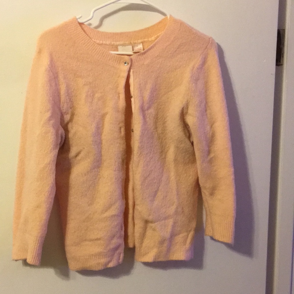 Blush wool like 3/4 sleeve cardigan large